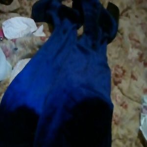 Thigh high navy suede boots